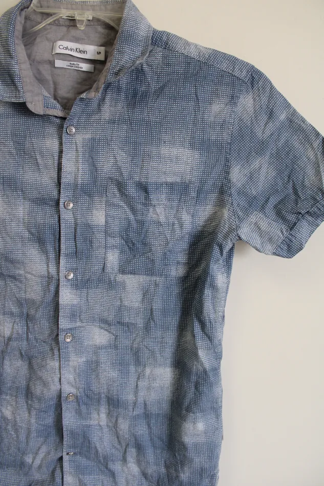 Calvin Klein Calvin Klein Body Fit Blue Button Down Shirt S Rings