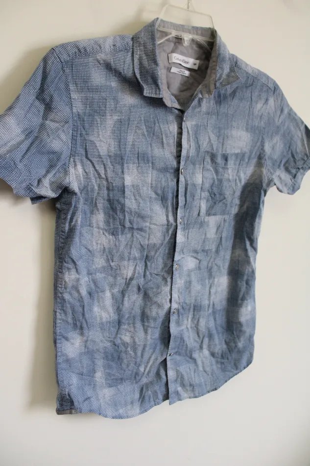 Calvin Klein Calvin Klein Body Fit Blue Button Down Shirt S Rings