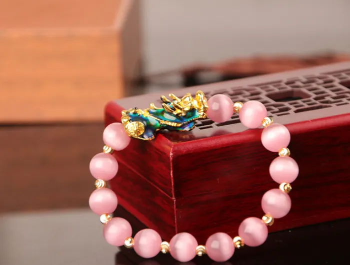 Cat Eye Stone Five Auspicious Marks Carved Beads Bracelet Bryan Lim Bracelets