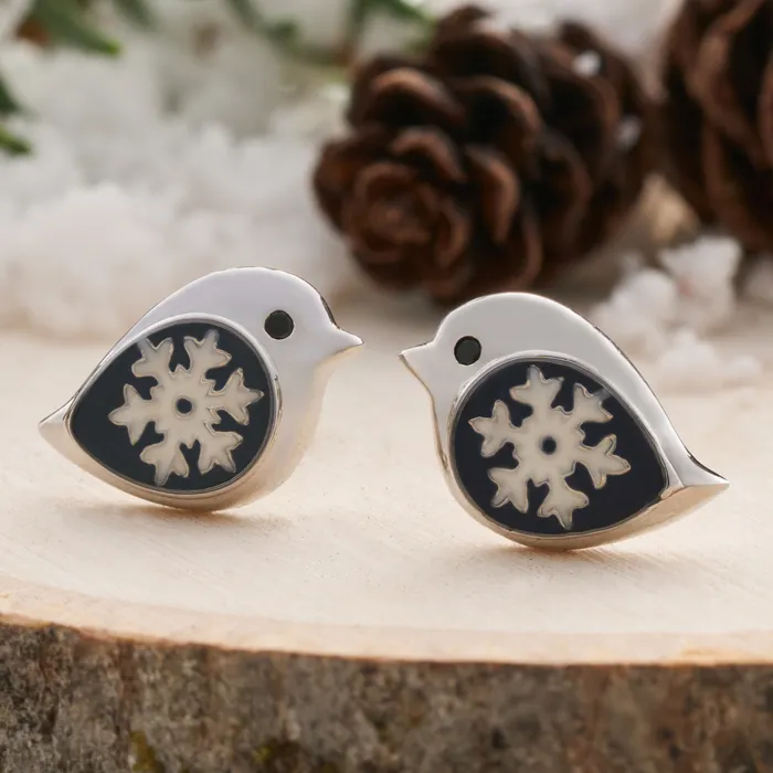 Chadds Ford Jewelry Earrings Snowflake Birdie Studs Medium