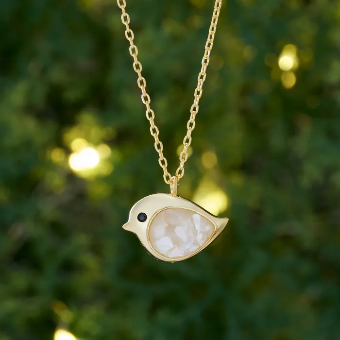 Chadds Ford Jewelry Necklaces Gold Sterling Silver Mother of Pearl Birdie Necklace