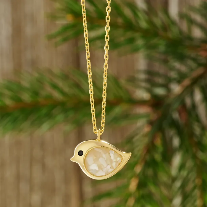 Chadds Ford Jewelry Necklaces Gold Sterling Silver Mother of Pearl Birdie Necklace