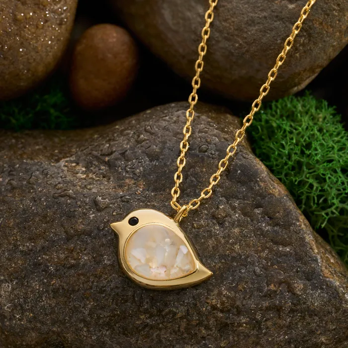 Chadds Ford Jewelry Necklaces Gold Sterling Silver Mother of Pearl Birdie Necklace