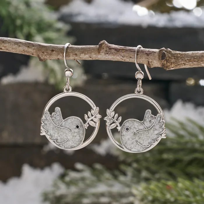Chadds Ford Jewelry Sand White Dove Branch Earrings Earrings