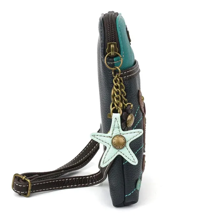 CHALAGROUP Rings Chala Turtlethemed Crossbody Cellphone Purse Navy Blue