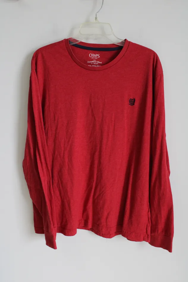 Chaps Earrings Chaps Coastland Wash Red Long sleeved Tee XXL