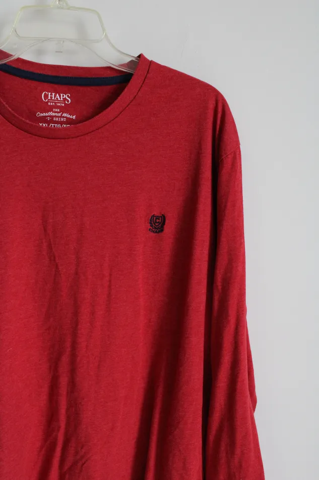 Chaps Earrings Chaps Coastland Wash Red Long sleeved Tee XXL