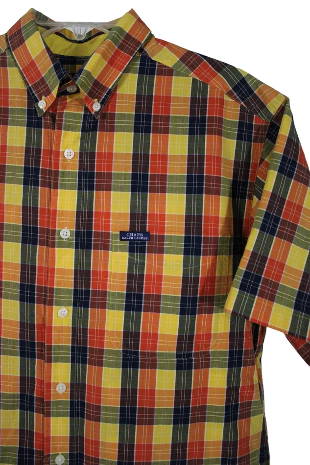 Chaps Earrings Chaps Ralph Lauren Orange Plaid Shirt M