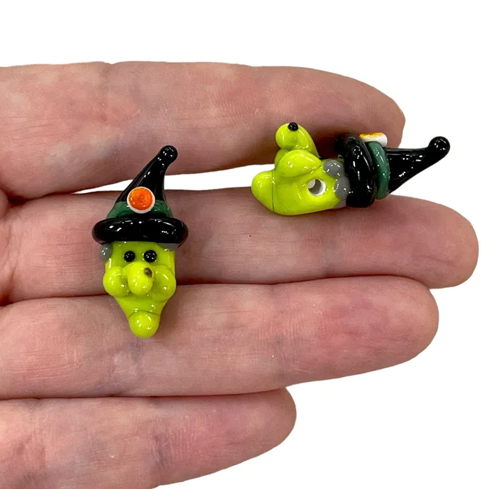 Charm Necklaces Peppy Beads Halloween Green Witch Hand Made Murano Glass Charm Charm Necklaces Peppy Beads Halloween Green Witch Hand Made Murano Glass Charm