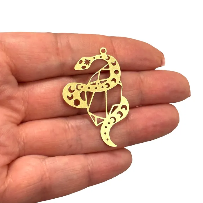 Charm Necklaces Peppy Beads Raw Brass Snake CharmLaser Cut Snake Charm