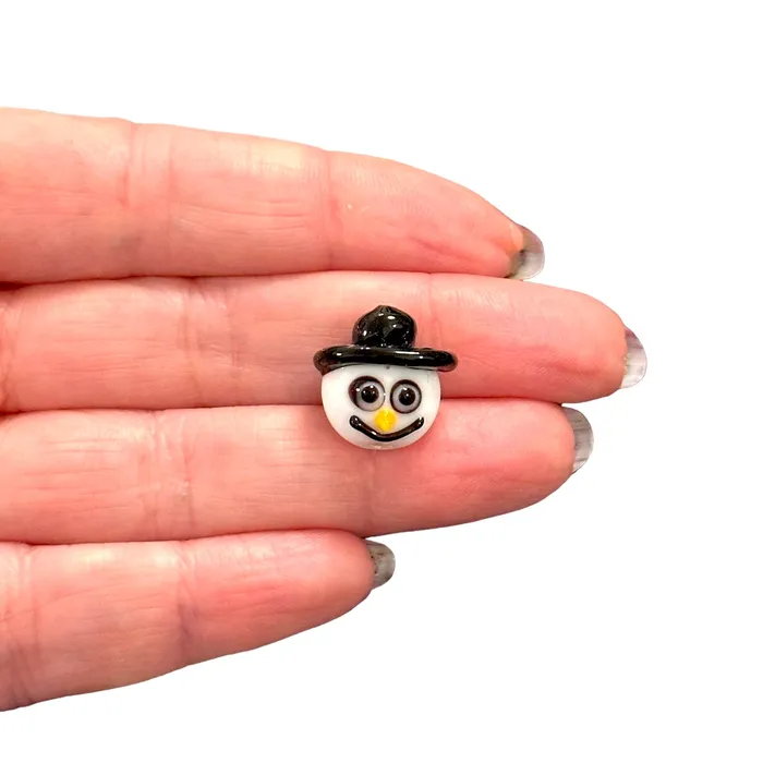 Charm Necklaces Peppy Beads Snowman Hand Made Murano Glass Charm Vertical Hole Snowman Charm Charm Necklaces Peppy Beads Snowman Hand Made Murano Glass Charm Vertical Hole Snowman Charm