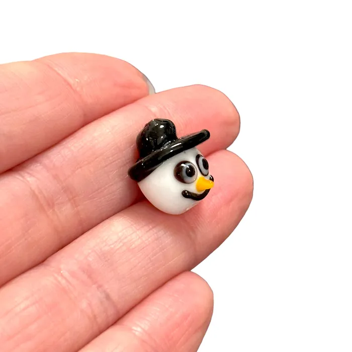 Charm Necklaces Peppy Beads Snowman Hand Made Murano Glass Charm Vertical Hole Snowman Charm Charm Necklaces Peppy Beads Snowman Hand Made Murano Glass Charm Vertical Hole Snowman Charm