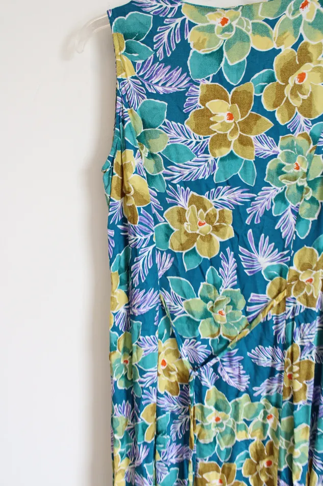 Chiasso Vintage 90s Teal Tropical Dress 10 Chiasso Earrings