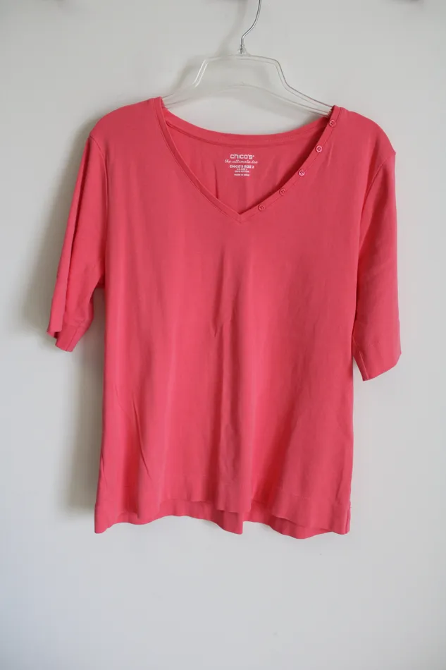 Chicos Pink Cotton Shirt 2 L12 Chicos Earrings