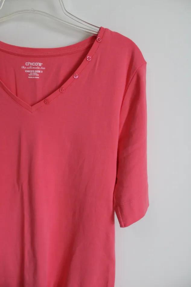 Chicos Pink Cotton Shirt 2 L12 Chicos Earrings