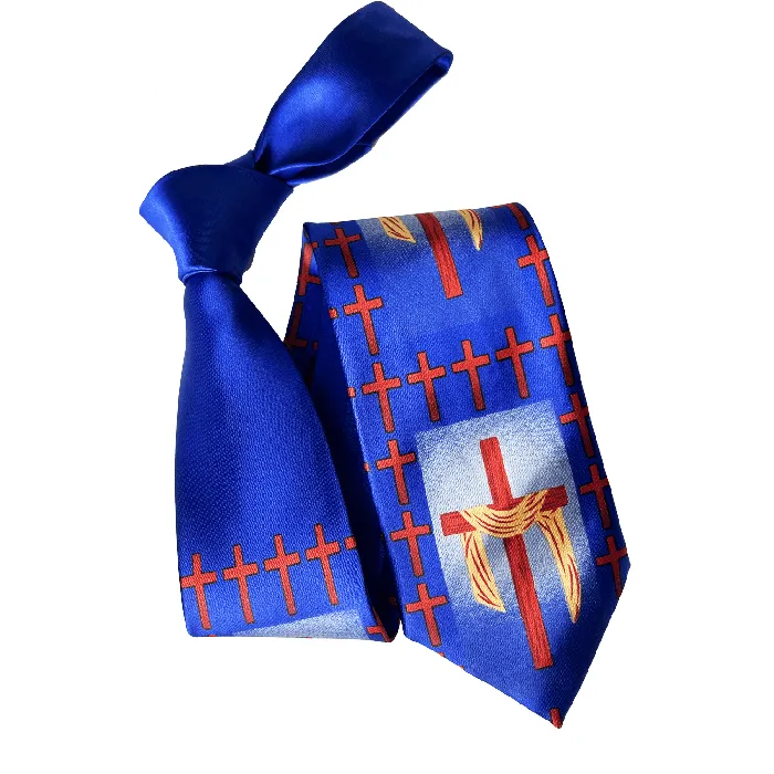 Christian Cross Print Necktie Lords Guidance Necklaces