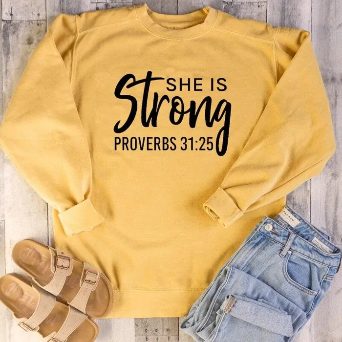Christian Sweatshirt br She Is Strong Lords Guidance Earrings