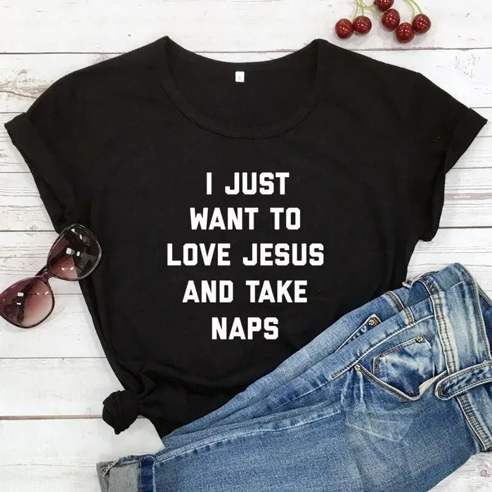 Christian TShirt br Love Jesus And Take Naps Lords Guidance Necklaces