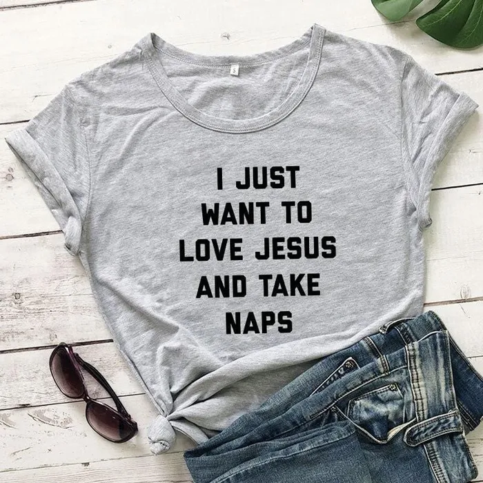 Christian TShirt br Love Jesus And Take Naps Lords Guidance Necklaces