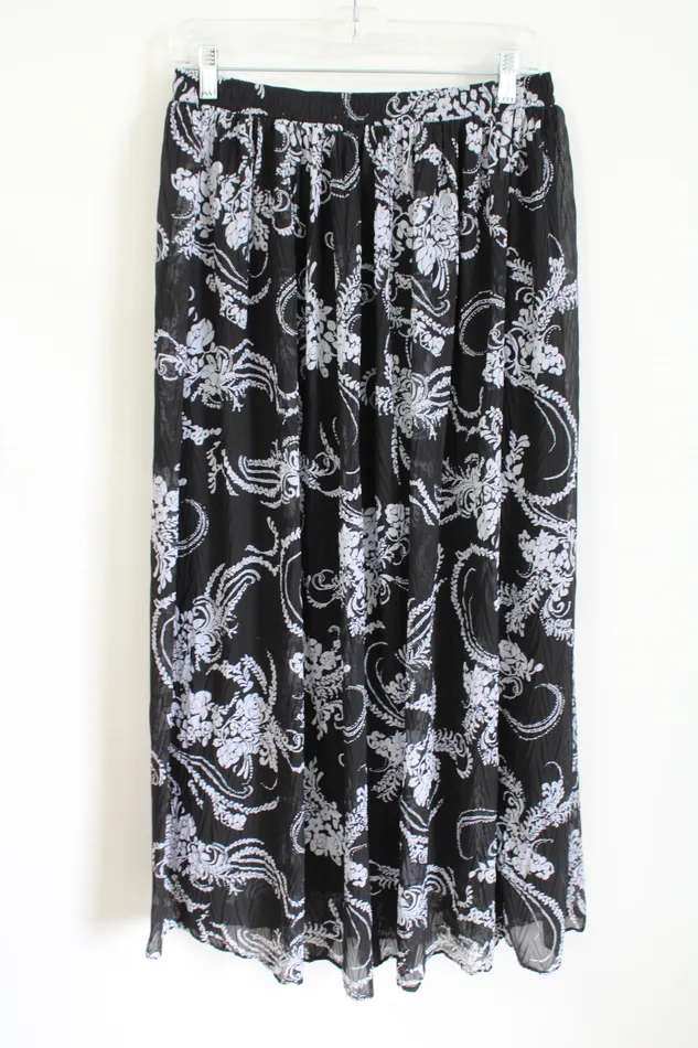 Christopher Banks Rings Christopher Banks Black White Chiffon Skirt S