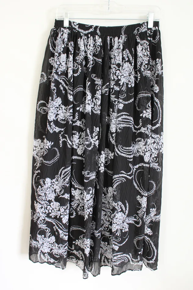 Christopher Banks Rings Christopher Banks Black White Chiffon Skirt S