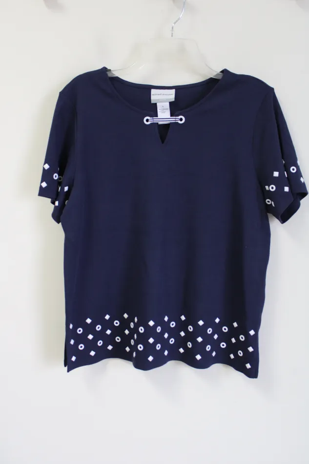 Christopher Banks Rings Christopher Banks Navy Blue Studded Tee M