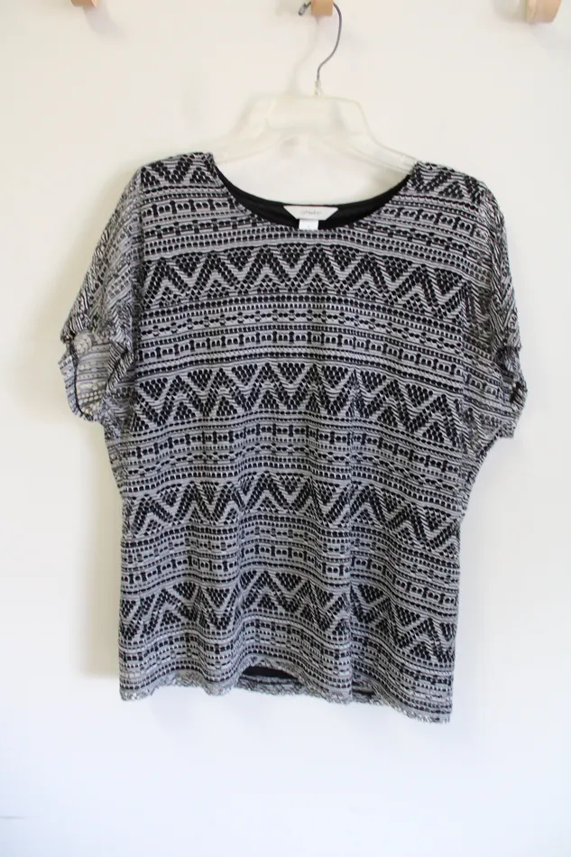 CJ Banks CJ Banks Black White Eyelet Top X Rings