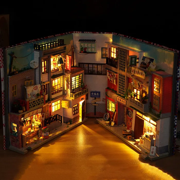 CJ Earrings Mini House Miniature Model Wooden Toys Diy Kit Jiangnan Waterway