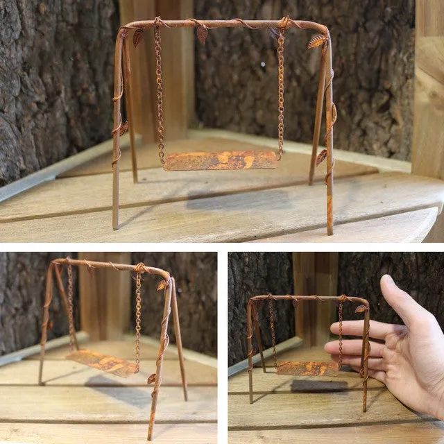 CJ Necklaces Miniature Rustic Playground Swing 112 Dollhouse Garden Diorama Accessory CJ Necklaces Miniature Rustic Playground Swing 112 Dollhouse Garden Diorama Accessory