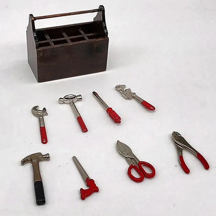 CJ Necklaces Miniature Toolbox with tiny tools 112 scale Dollhouse and Diorama Accessory Photographic Props CJ Necklaces Miniature Toolbox with tiny tools 112 scale Dollhouse and Diorama Accessory Photographic Props