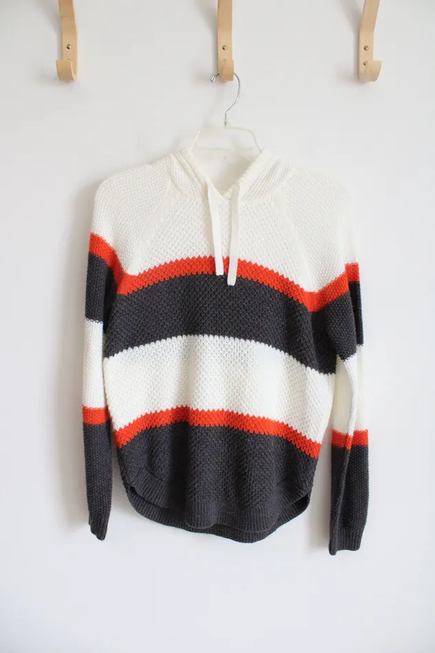 Cloud Chaser Rings Cloud Chaser Gray Orange Striped White Sweater Hoodie S