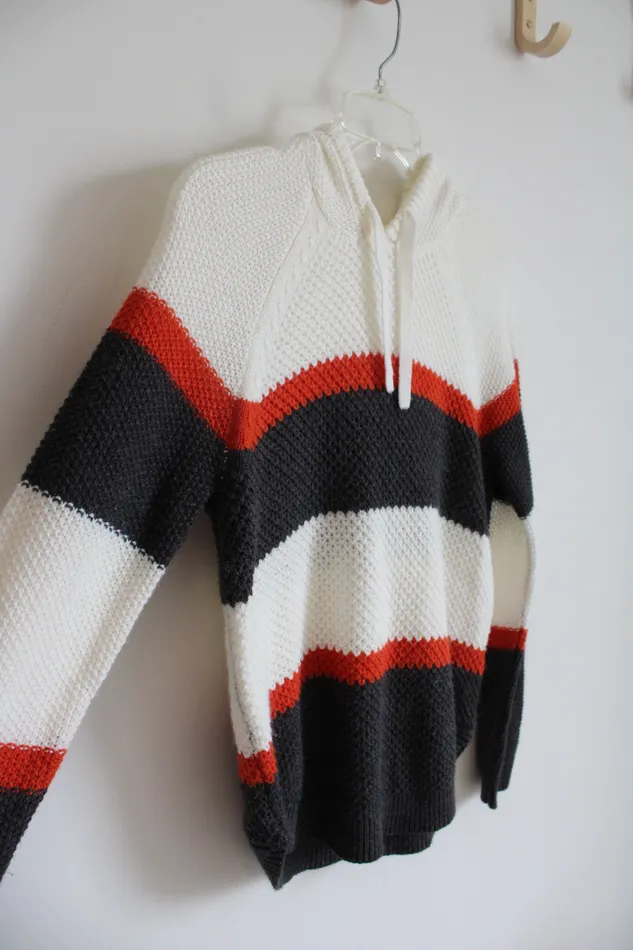 Cloud Chaser Rings Cloud Chaser Gray Orange Striped White Sweater Hoodie S