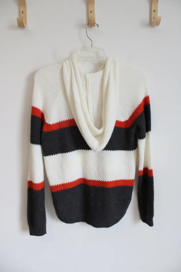 Cloud Chaser Rings Cloud Chaser Gray Orange Striped White Sweater Hoodie S