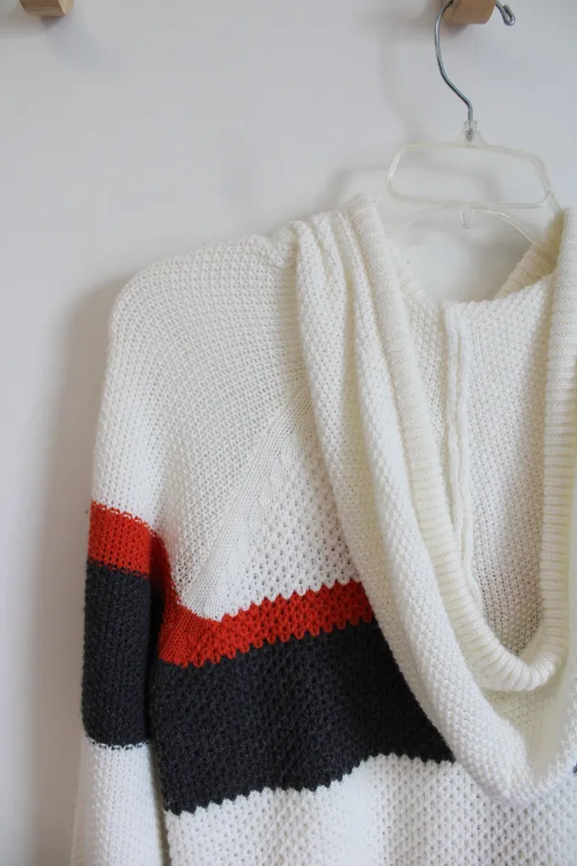 Cloud Chaser Rings Cloud Chaser Gray Orange Striped White Sweater Hoodie S