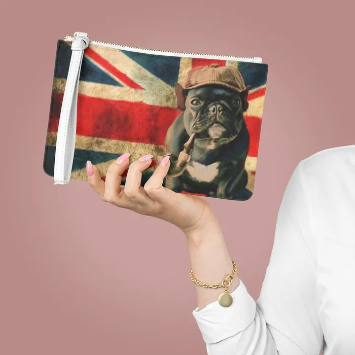 Clutch Bag Sherlock Bulldog Design Portraits by NC Rings