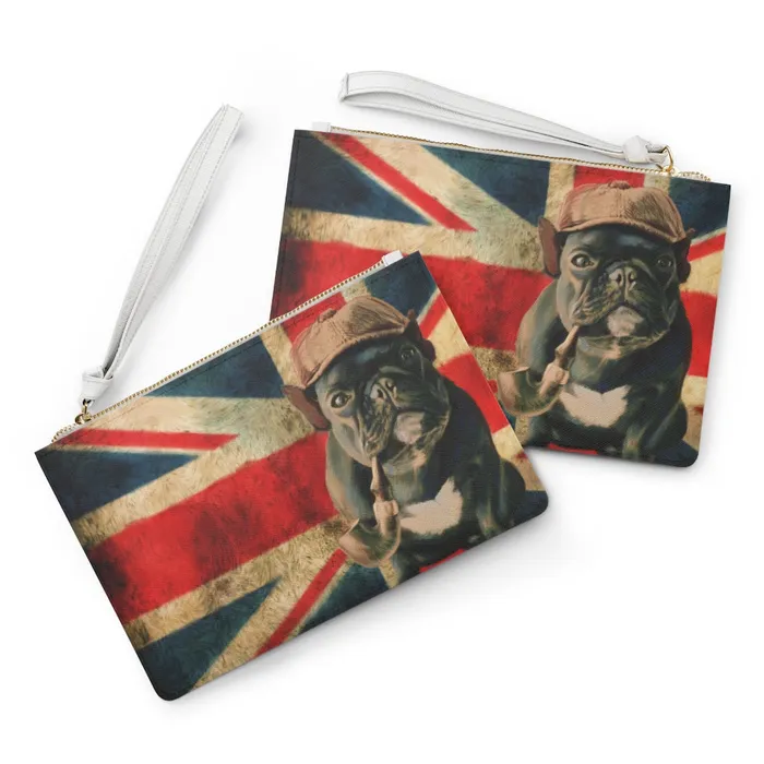 Clutch Bag Sherlock Bulldog Design Portraits by NC Rings