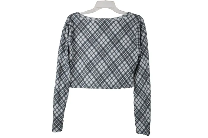 Colsie Gray Plaid Crop Fleece PJ Top XL Colsie Earrings