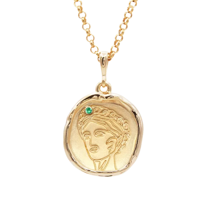 COMMON ERA Necklaces Gaia Goddess of Motherhood Necklace with Emerald