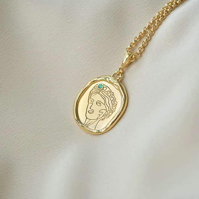 COMMON ERA Necklaces Gaia Goddess of Motherhood Necklace with Emerald