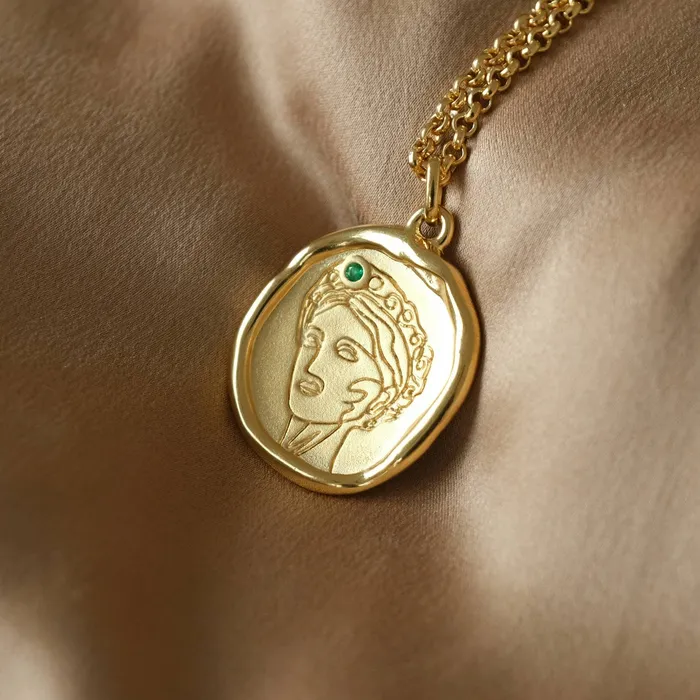 COMMON ERA Necklaces Gaia Goddess of Motherhood Necklace with Emerald