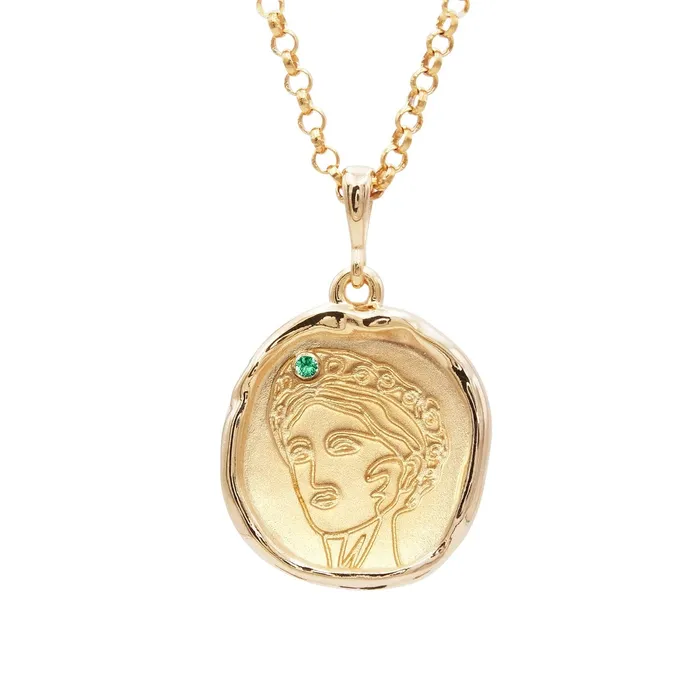 COMMON ERA Necklaces Gaia Goddess of Motherhood Necklace with Emerald