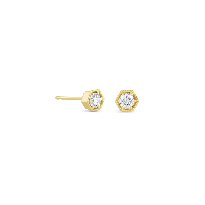 Consider the Wldflwrs Earrings Hexagon Diamond Stud Earrings