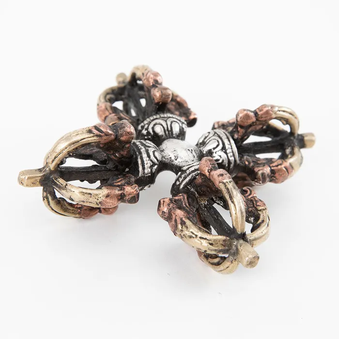 Copper Brass Double Dorje Nirvana Mala Earrings
