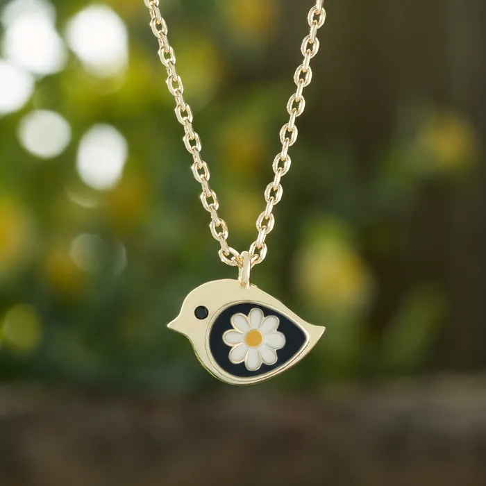 Dainty Gold Daisy Birdie Necklace Chadds Ford Jewelry Necklaces