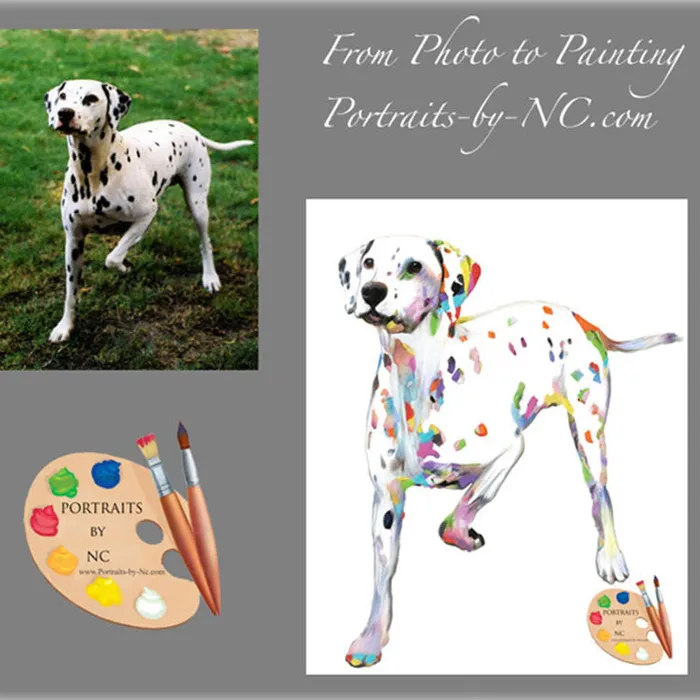 Dalmatian Modern Portrait Painting Portraits by NC Earrings