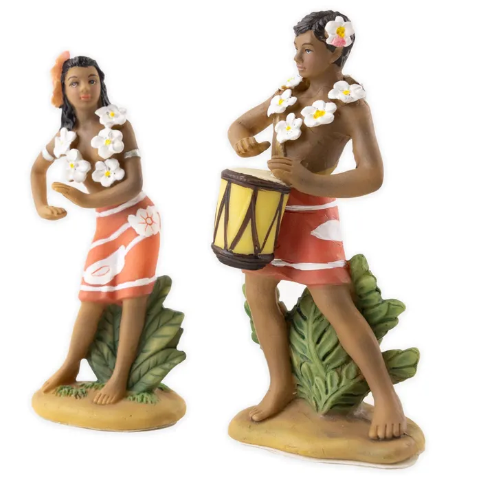 DBIHAWAII Earrings Gill Drummer Boy Graceful Dancer Porcelain Figurine Set 2Piece