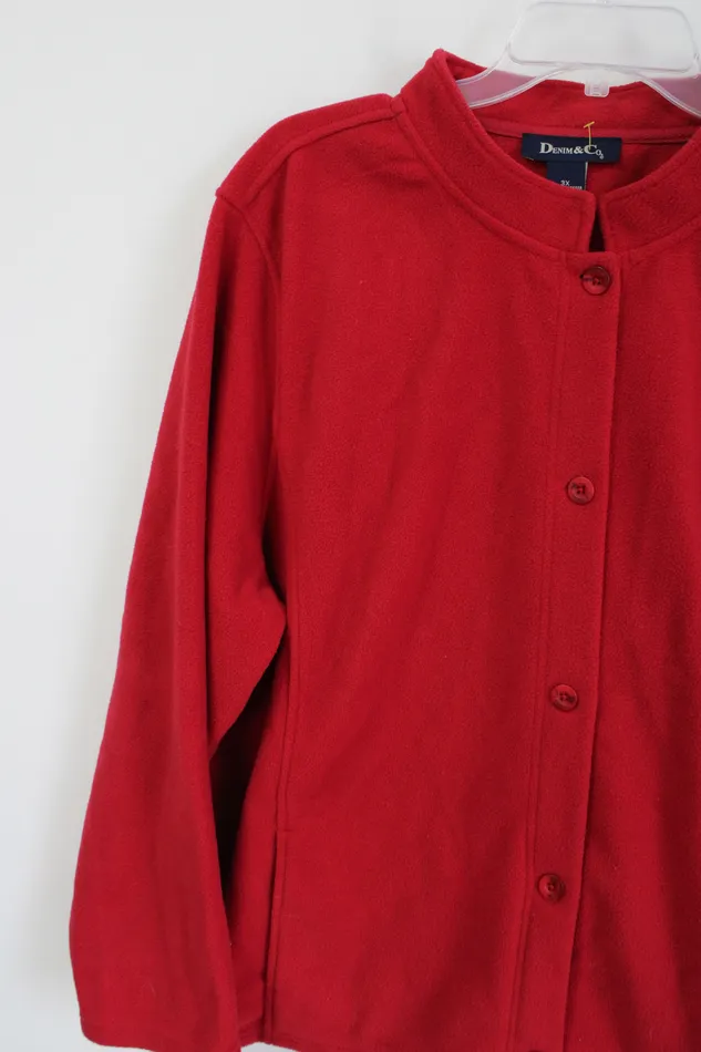 Denim Co Earrings Denim Co Red Fleece Jacket 3X