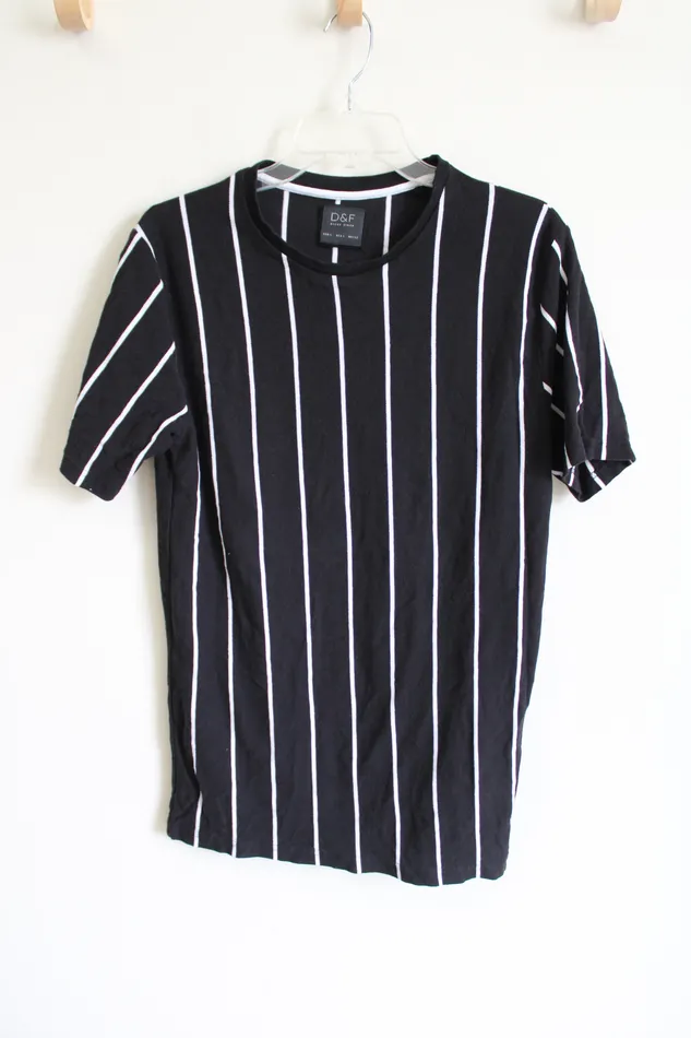 Denim Flower DF Black Striped Shirt L Rings