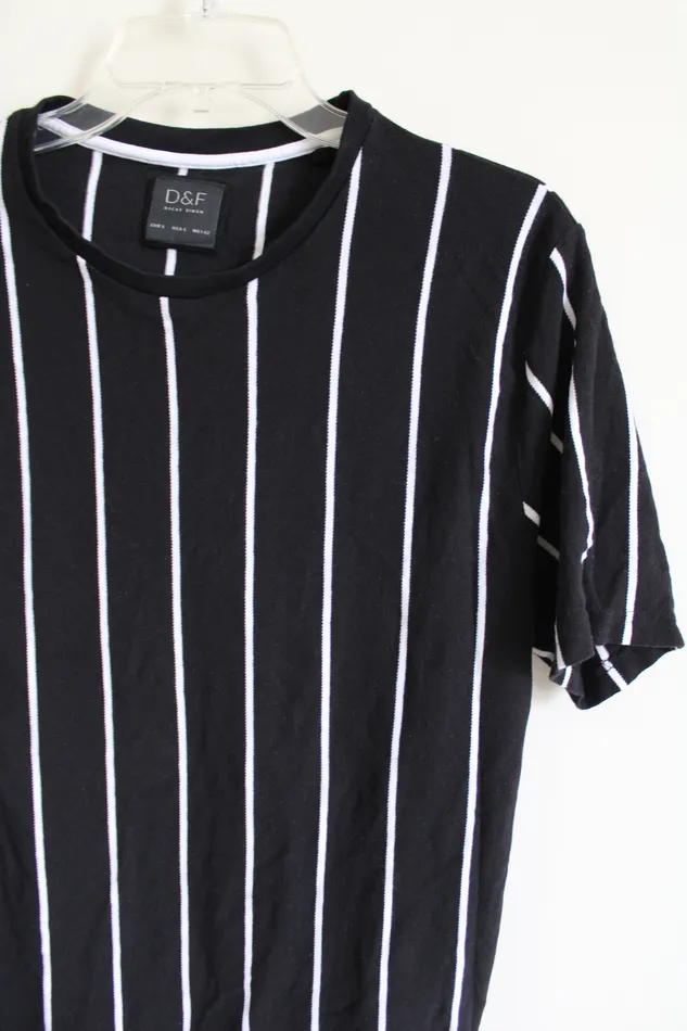 Denim Flower DF Black Striped Shirt L Rings