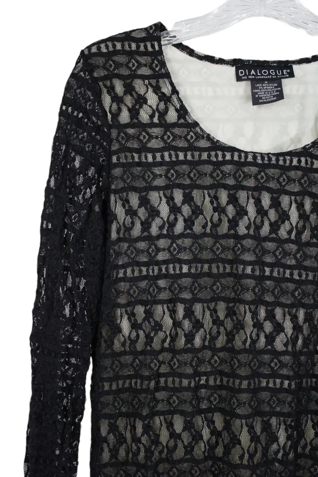 Dialogue Black Lace Top M Dialogue Rings